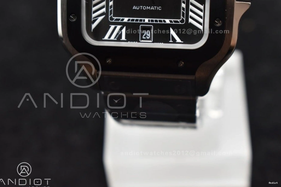 MIYOTA 1:1 Cartier Black Best 40mm on Dial SS Santos Gray Edition 9015 SS de Bezel Bracelet BVF 0401